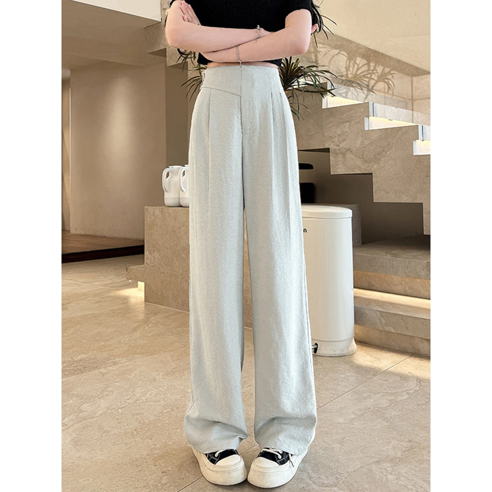 奶芙裤子女春夏薄2025新款高级垂坠感宽松直筒休闲慵懒西装阔腿裤