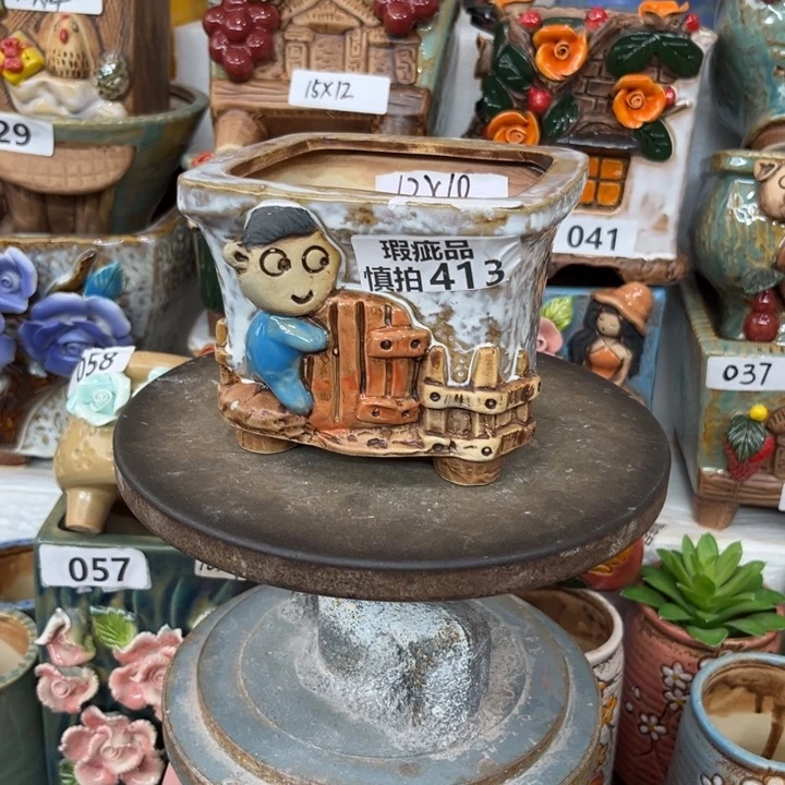 紫砂花盆粗陶材质多肉花盆