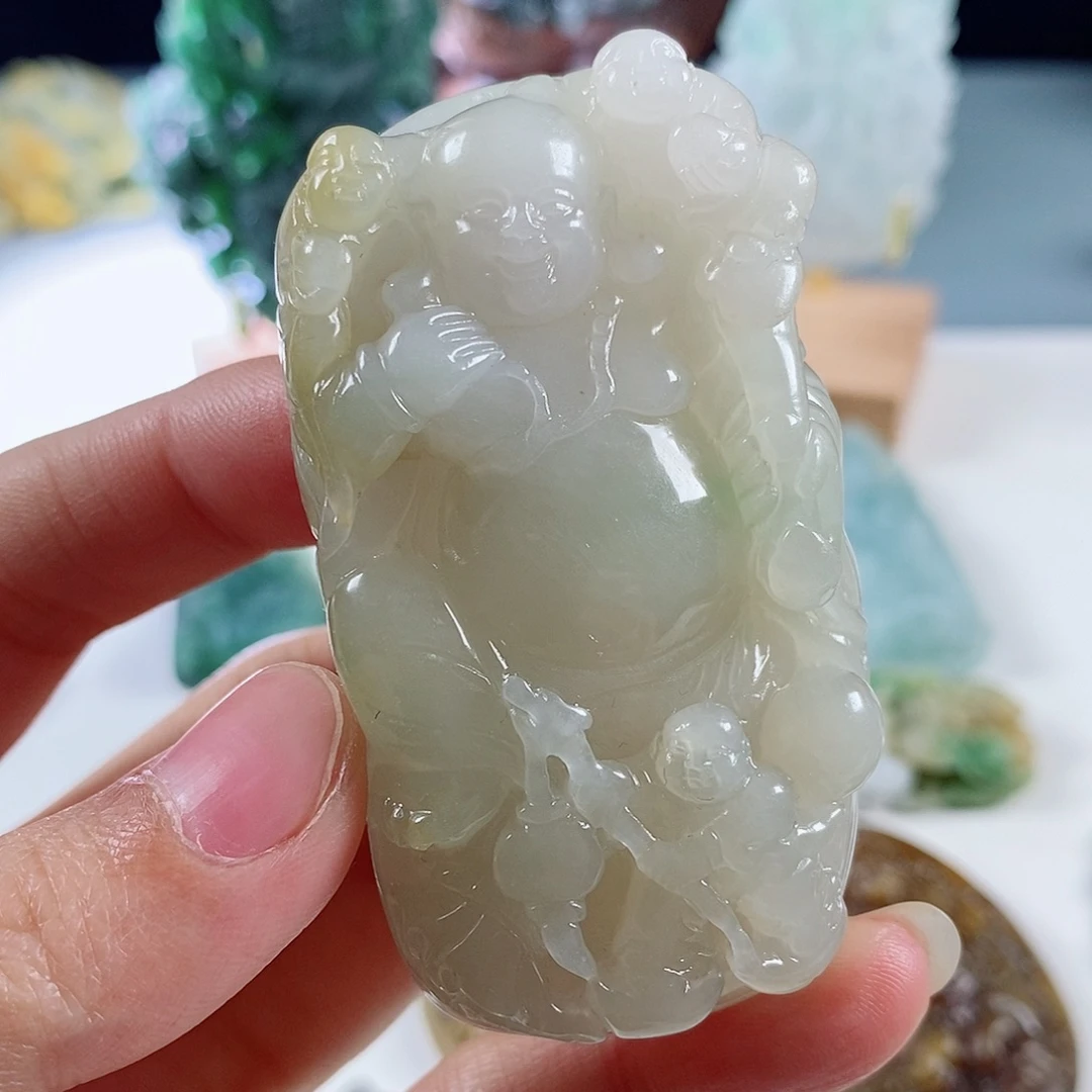 定制翡翠未镶嵌天然a货翡翠弥勒佛