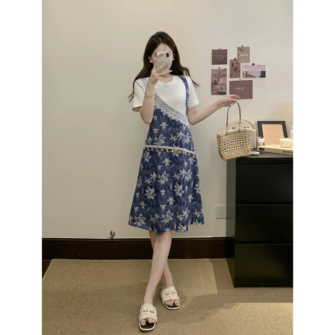 实拍大码女装夏季新款韩版轻奢气质宽松显瘦遮肉胖连衣裙