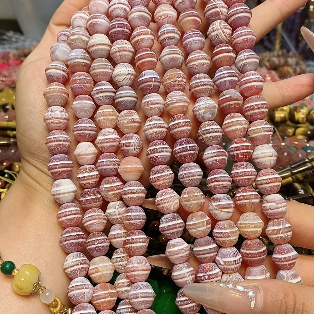 散珠玛瑙/玉髓12mm橘皮铃铛一条