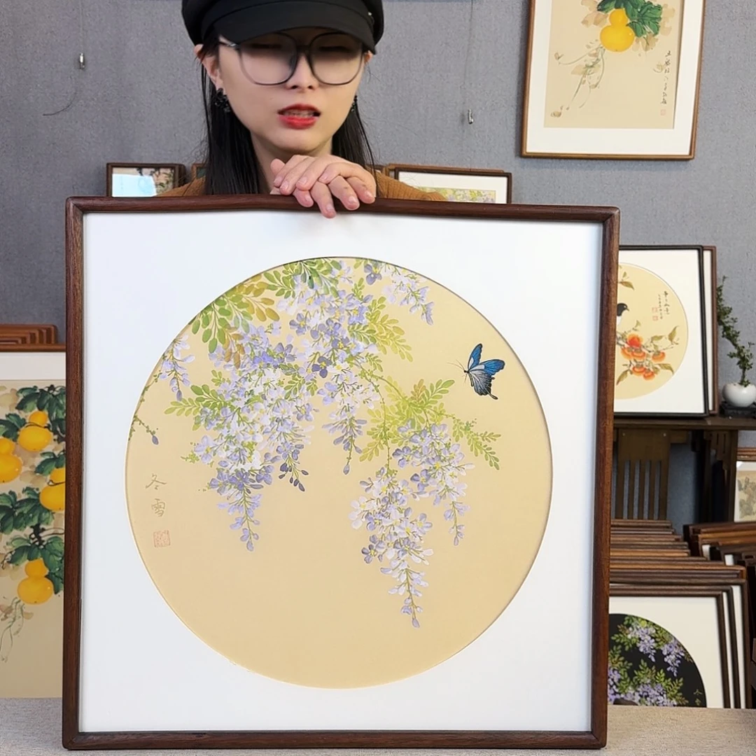 书法手绘带框尺寸： 53*53