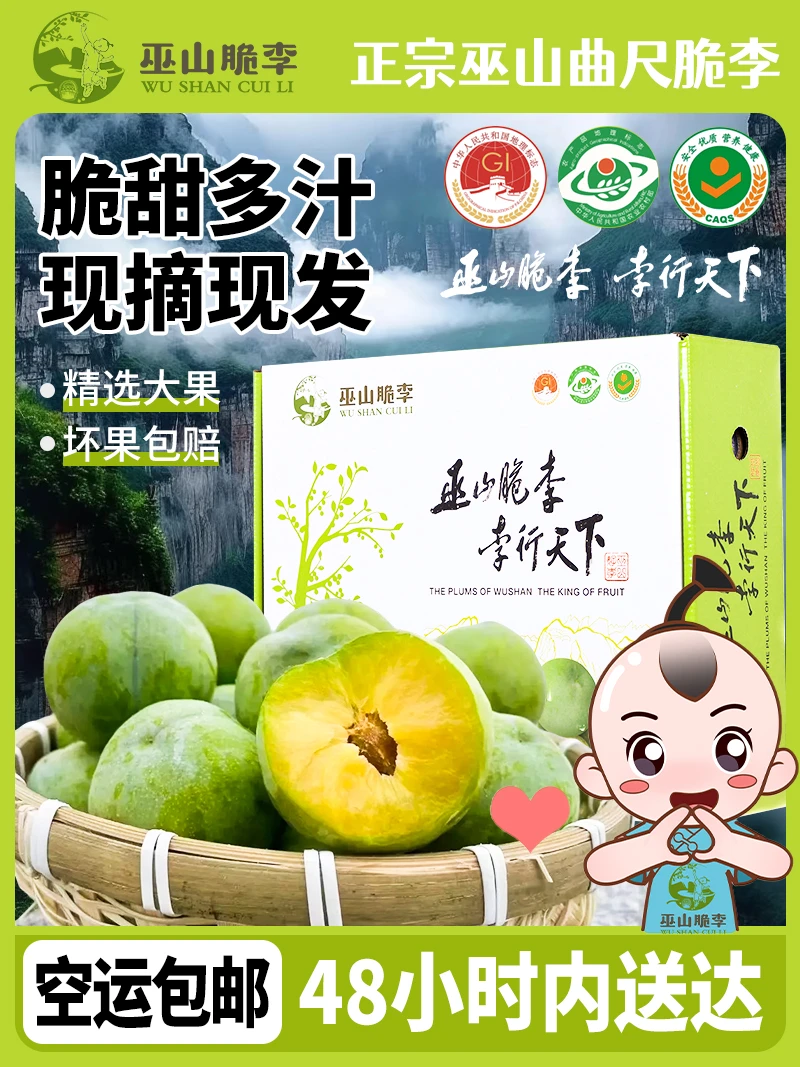 巫山曲尺核心产区脱骨脆李新鲜水果礼盒包邮