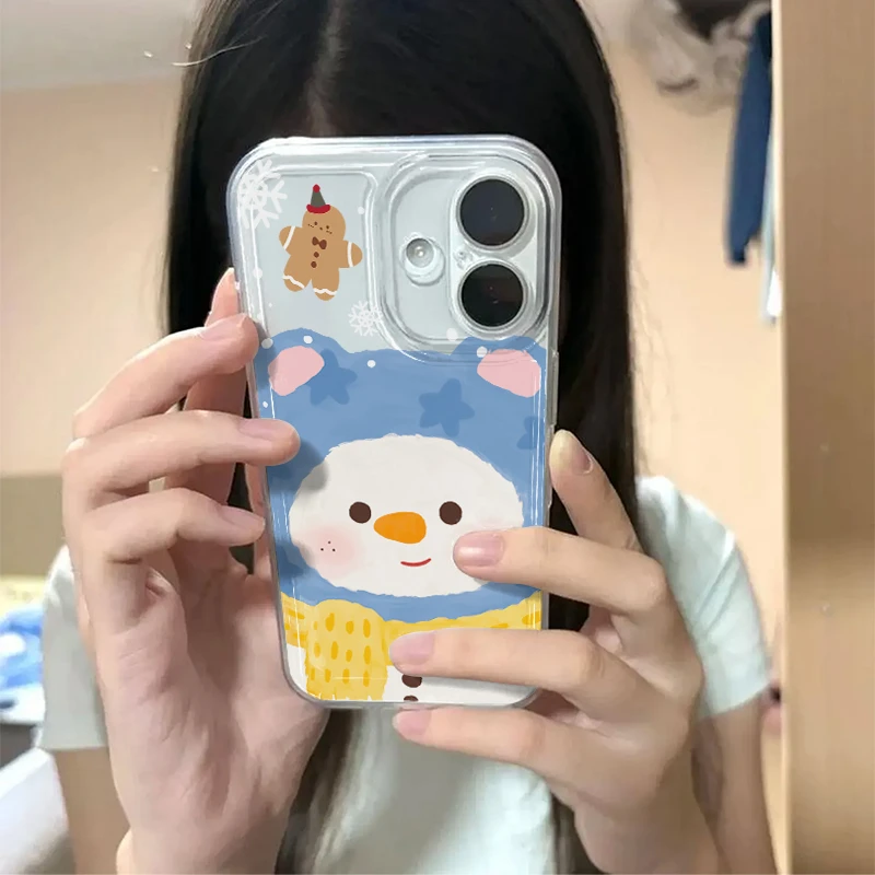 欧克里里帽子围巾雪人适用iPhone17promax手机壳华为vivo小米oppo