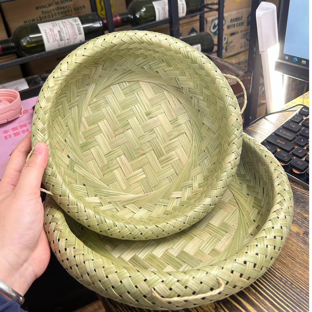 双层编制竹编鸟巢水果篮两件套