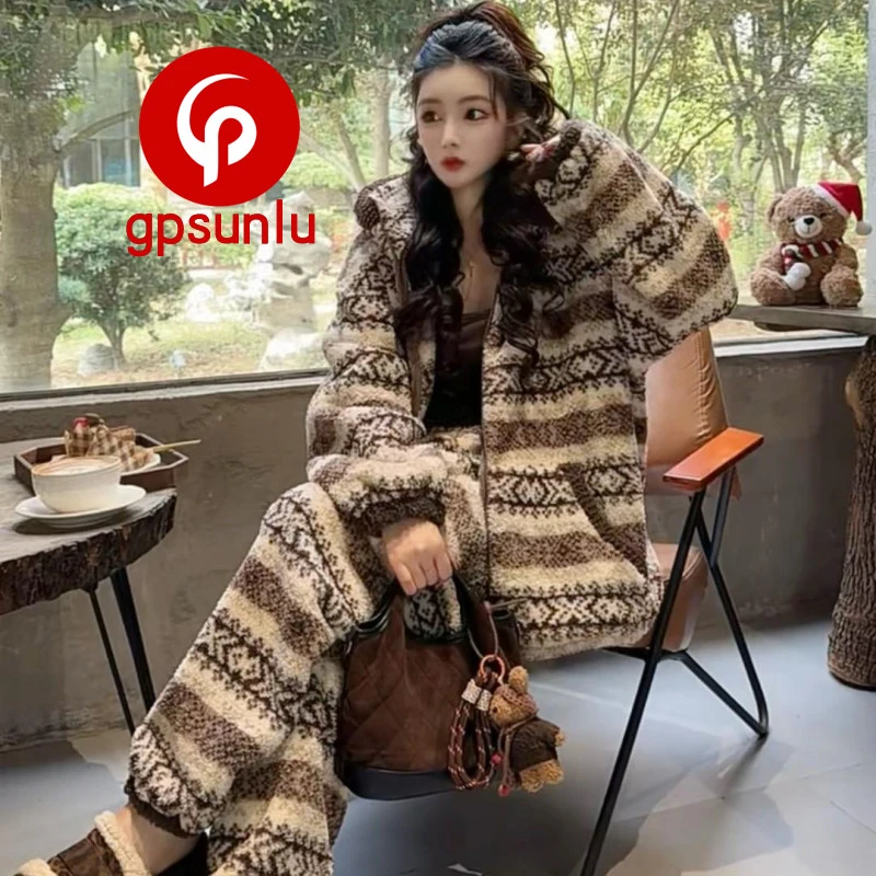 gpsunlu可外穿睡衣女秋冬款冬季珊瑚绒家居服加厚款冬天加绒保暖