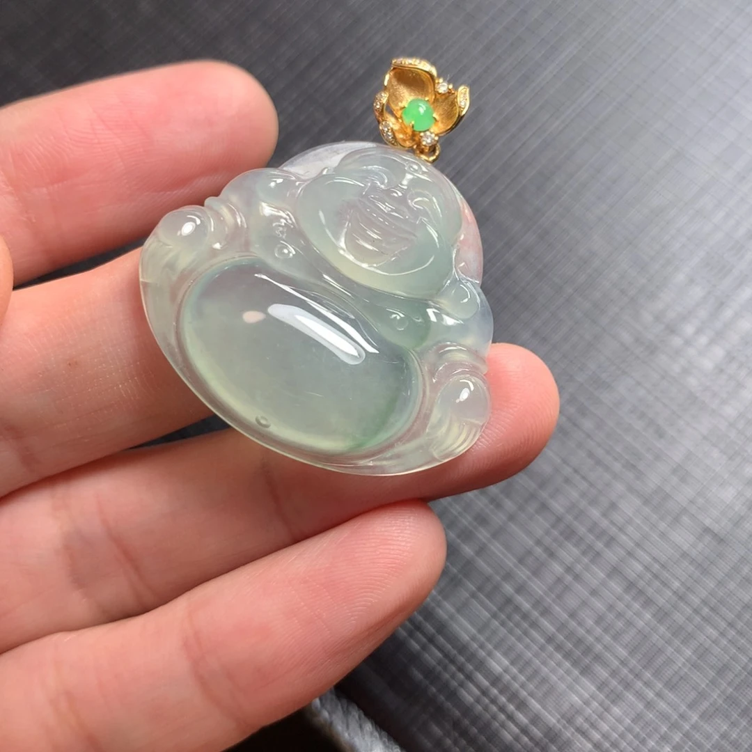 颈饰18K金镶嵌翡翠翡翠