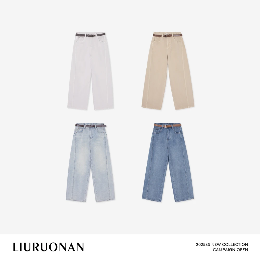 LIURUONAN 25SS 春季新款棉质水洗复古休闲显瘦直腿高腰牛仔裤