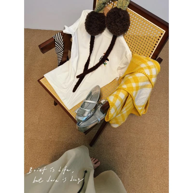 CAICAI-【玉兔】百搭T恤港风宽松潮流短袖字母印花半袖美式小众内搭