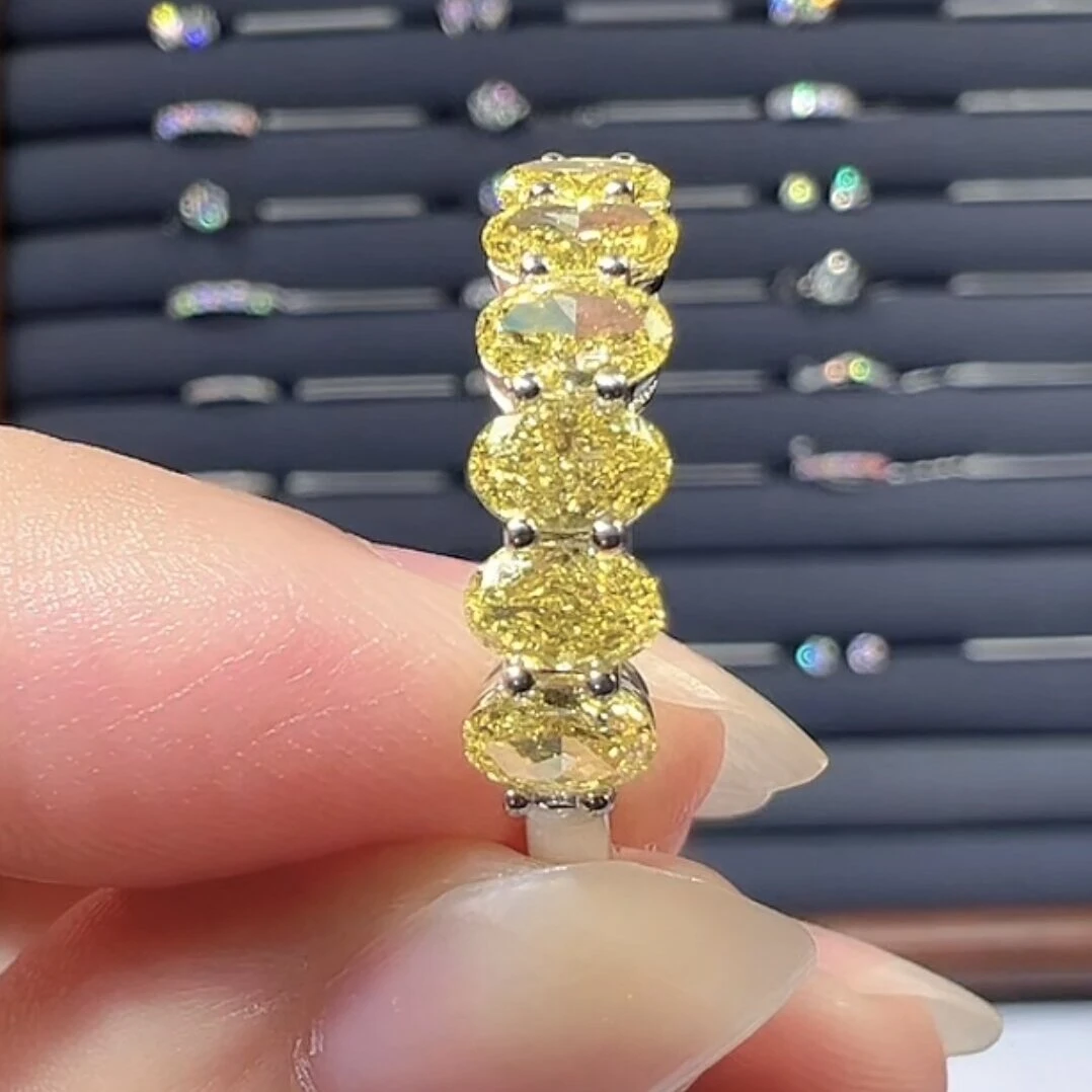 实验室培育钻石 黄钻排戒1.53CT 16# 轻奢时尚求婚订婚成品戒指