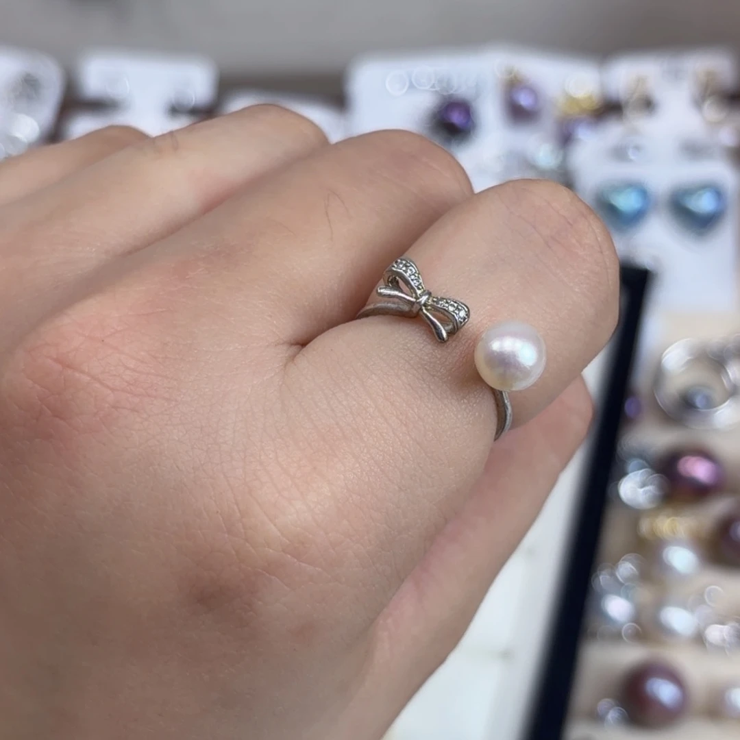 黏****银S925镶嵌淡水珍珠戒指