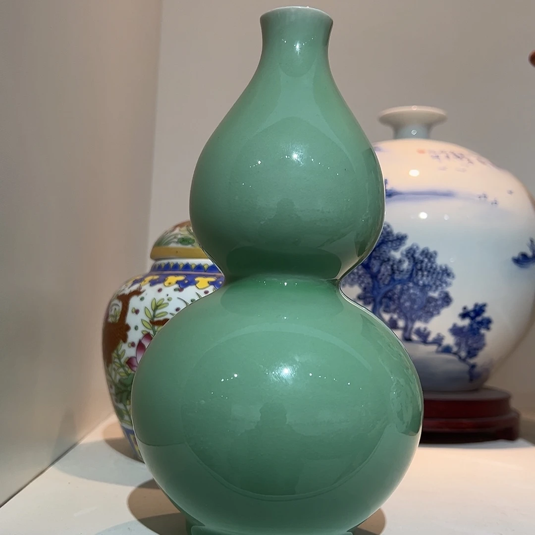 陶摆件23cm青色葫芦