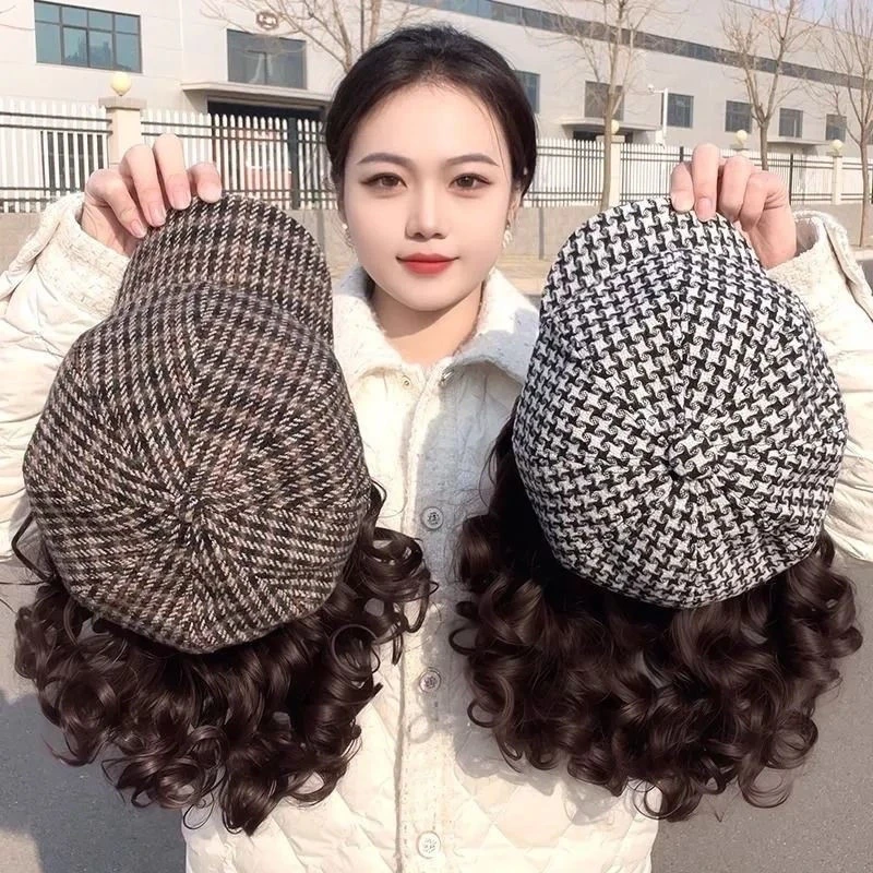 氨基酸原液螯合钙绿植园艺抗逆秋冬帽子假发一体妈妈款短卷发