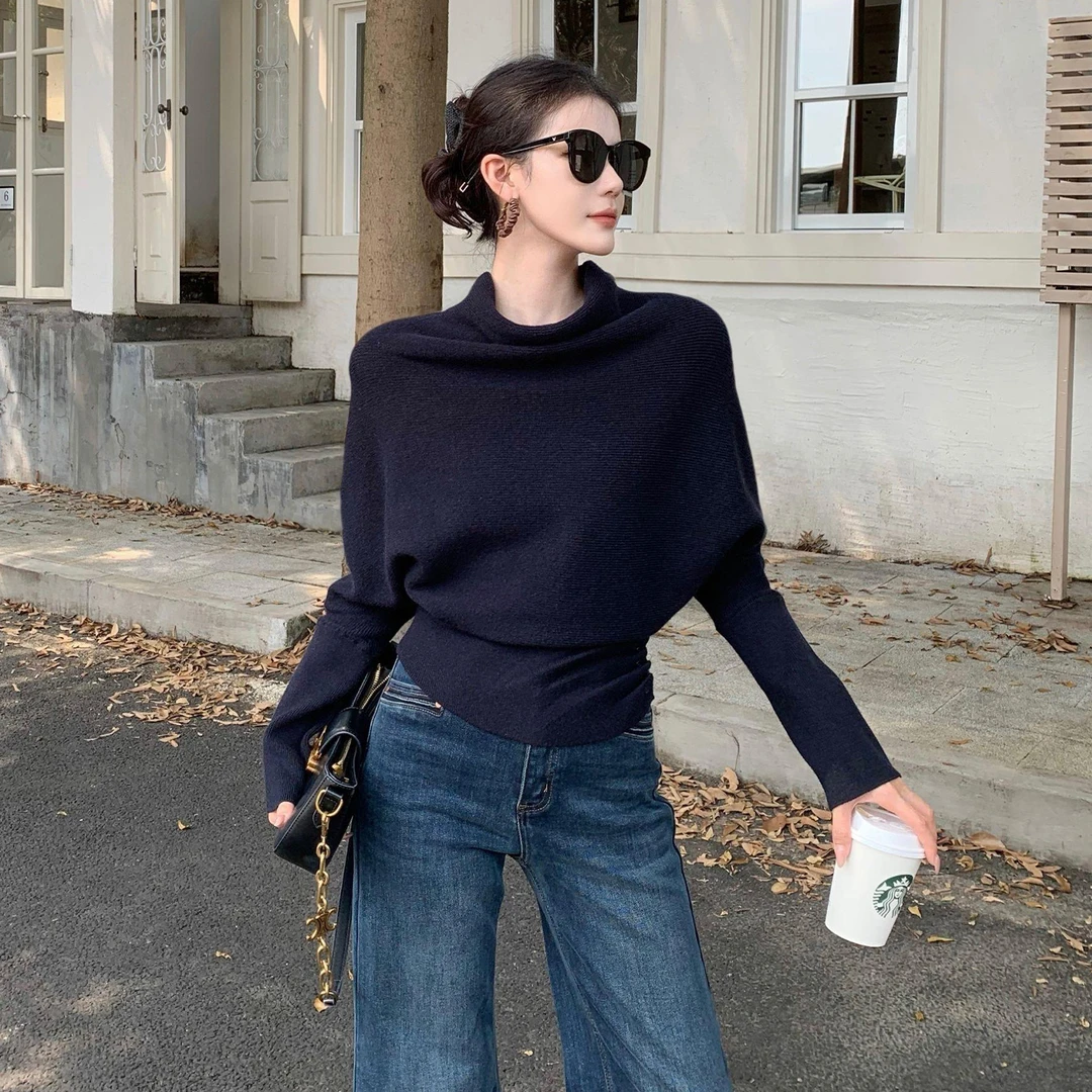宽松慵懒风洋气针织衫女2025秋季新款收腰显瘦毛衣秋冬高级感上衣
