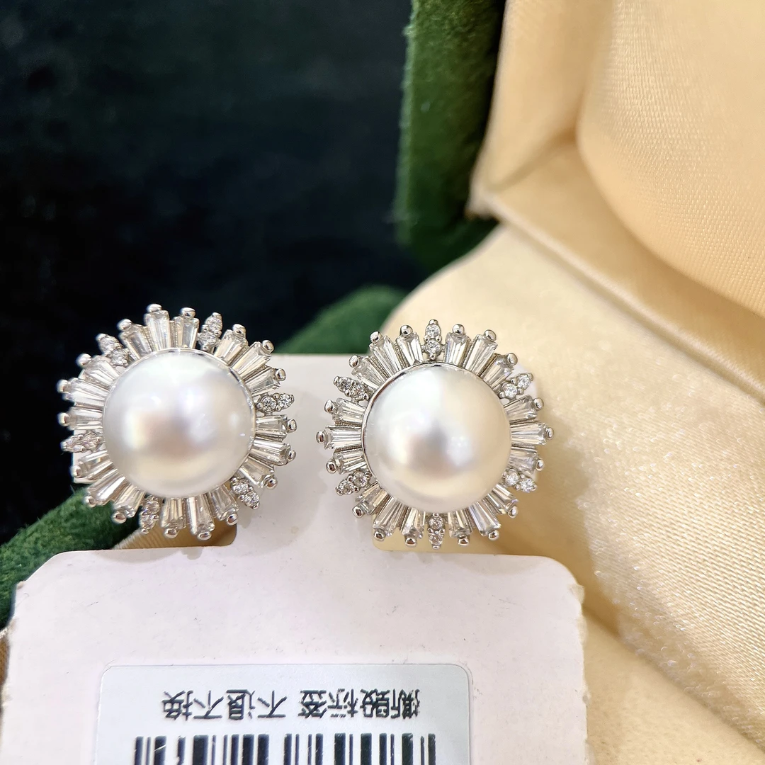 【孤品甄选】海水设计款耳钉 10-11MM S925银 R444