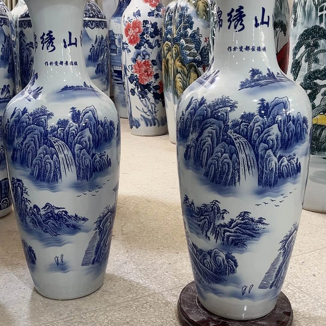 景德镇落地大花瓶高度95公分左右一对