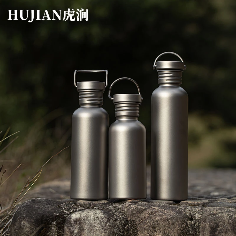 HUJIAN虎涧钛杯纯钛户外运动水壶露营轻量化便携水壶超大容量水杯