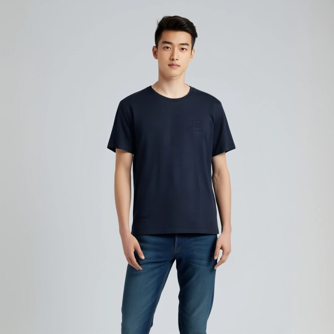 99新 BURBERRY/博柏利 13613370 刺绣logo圆领短袖T恤 墨黑色 L码