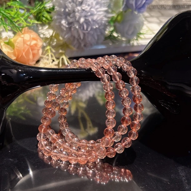 A644 卡6粉幽三圈项链手串[多样性发一]