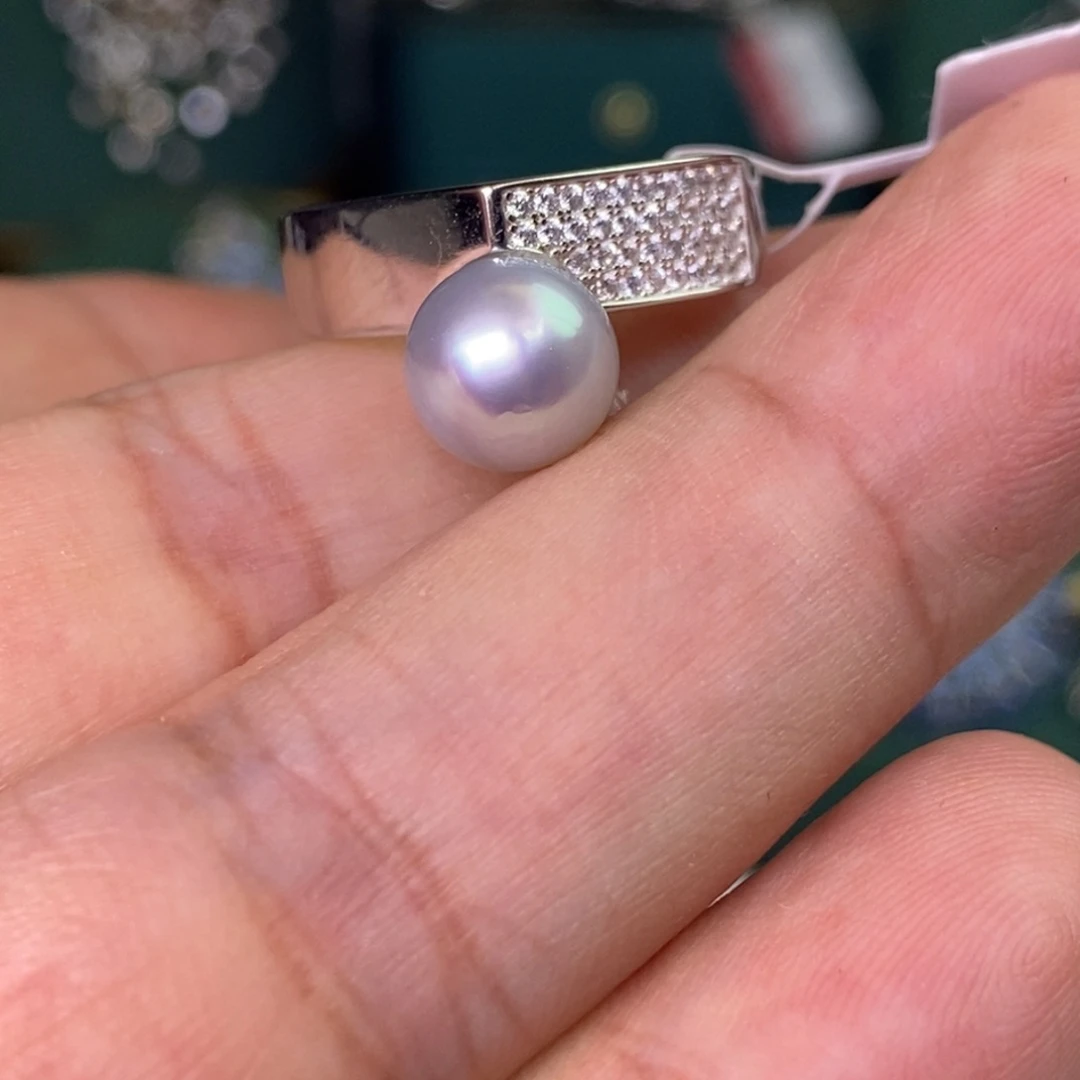 银S925镶嵌戒指海水珍珠