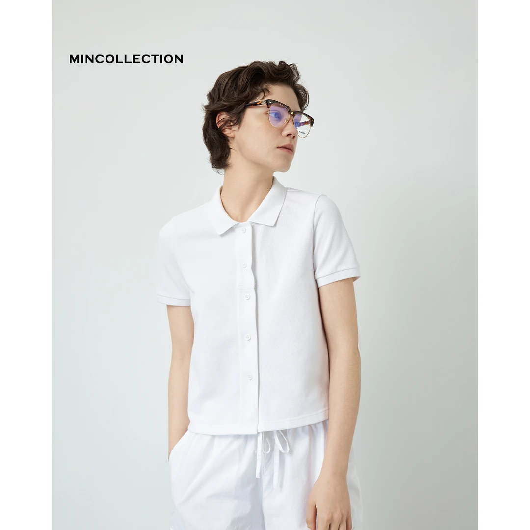 DE Mincollectionpolo短袖/珠地布肌理排扣减龄学院翻领短袖55413