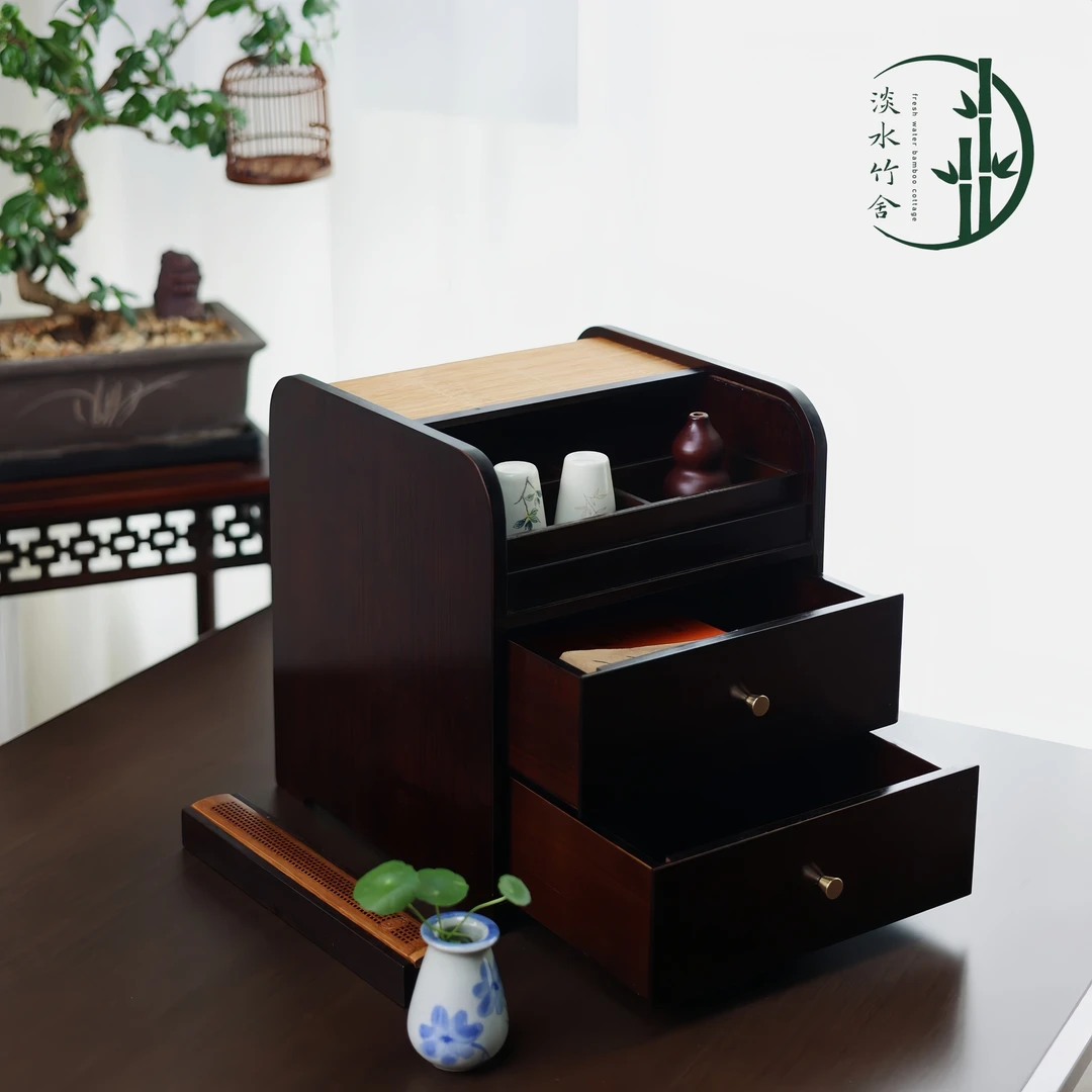 「星光」紫砂收纳柜新中式古风收纳柜家用高山楠竹茶具储物架