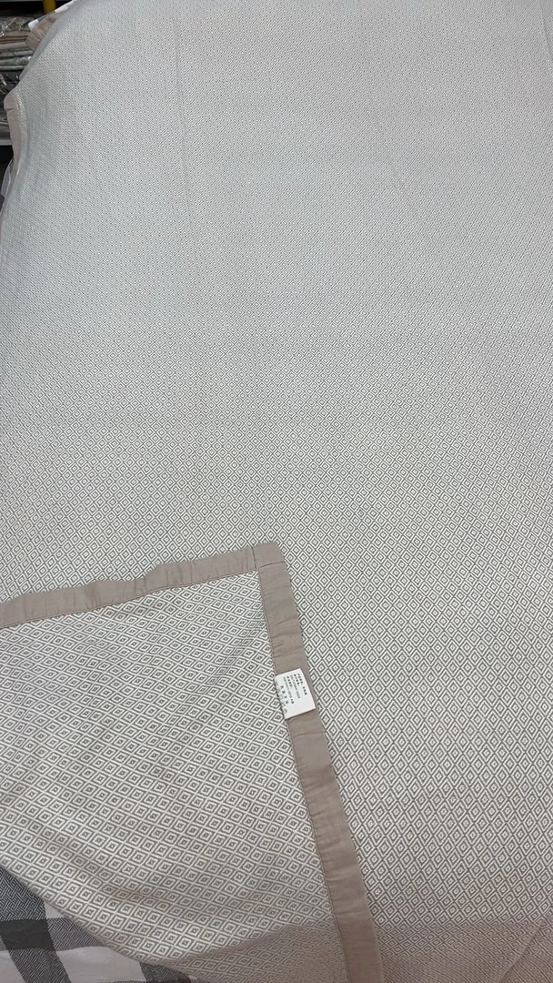 55%麻45%棉菱形交织盖毯透气不闷热可铺可盖