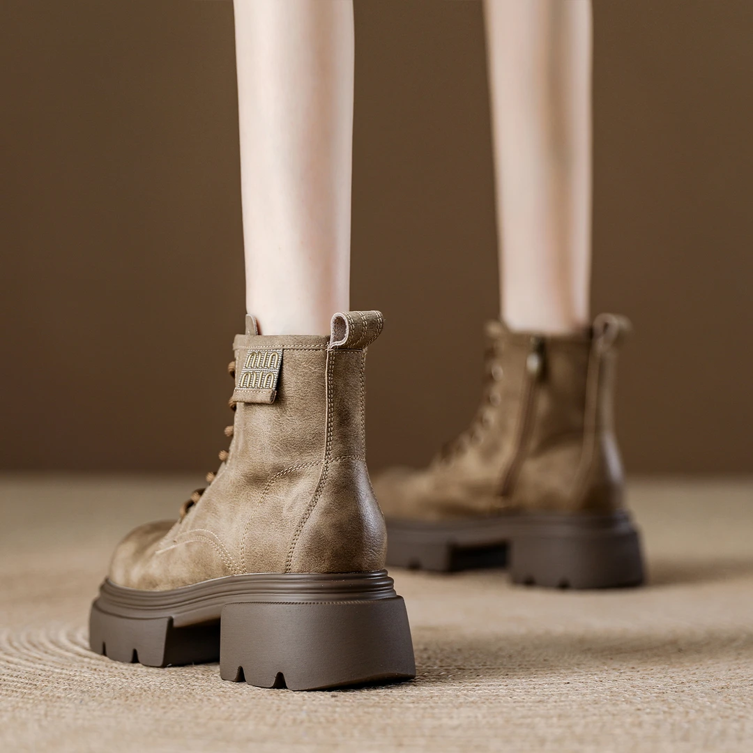 松糕厚底巨好看马丁靴女2025秋冬新款短靴真皮英伦风爆款骑士靴子