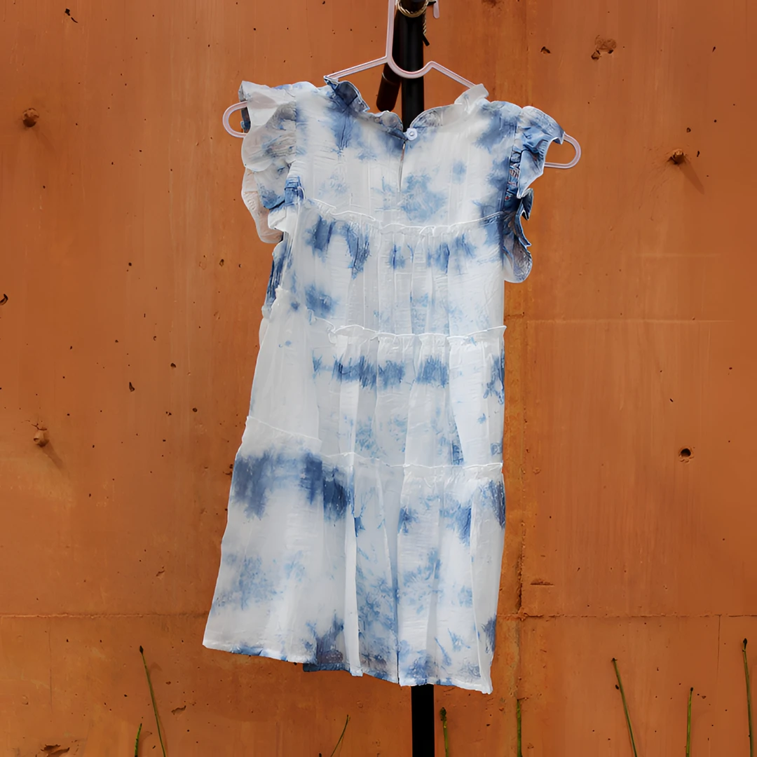 大理手工扎染女童亲子款儿童夏季无袖蛋糕裙宽松幼儿园表演国风裙