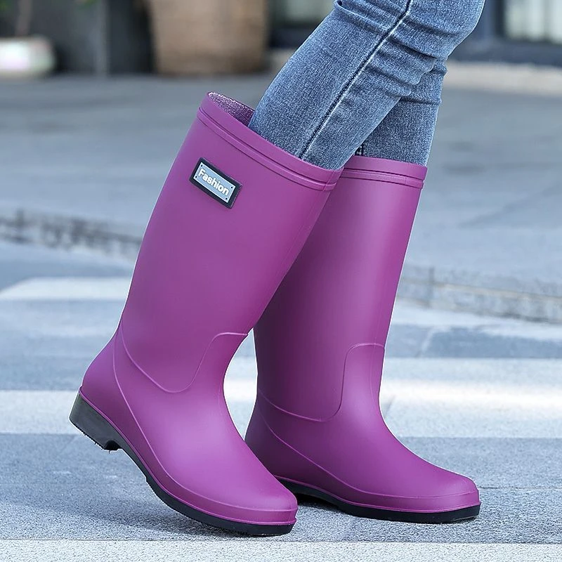 加厚时尚高筒雨鞋水靴防水防滑水鞋胶鞋雨靴加绒成人女士保暖套鞋