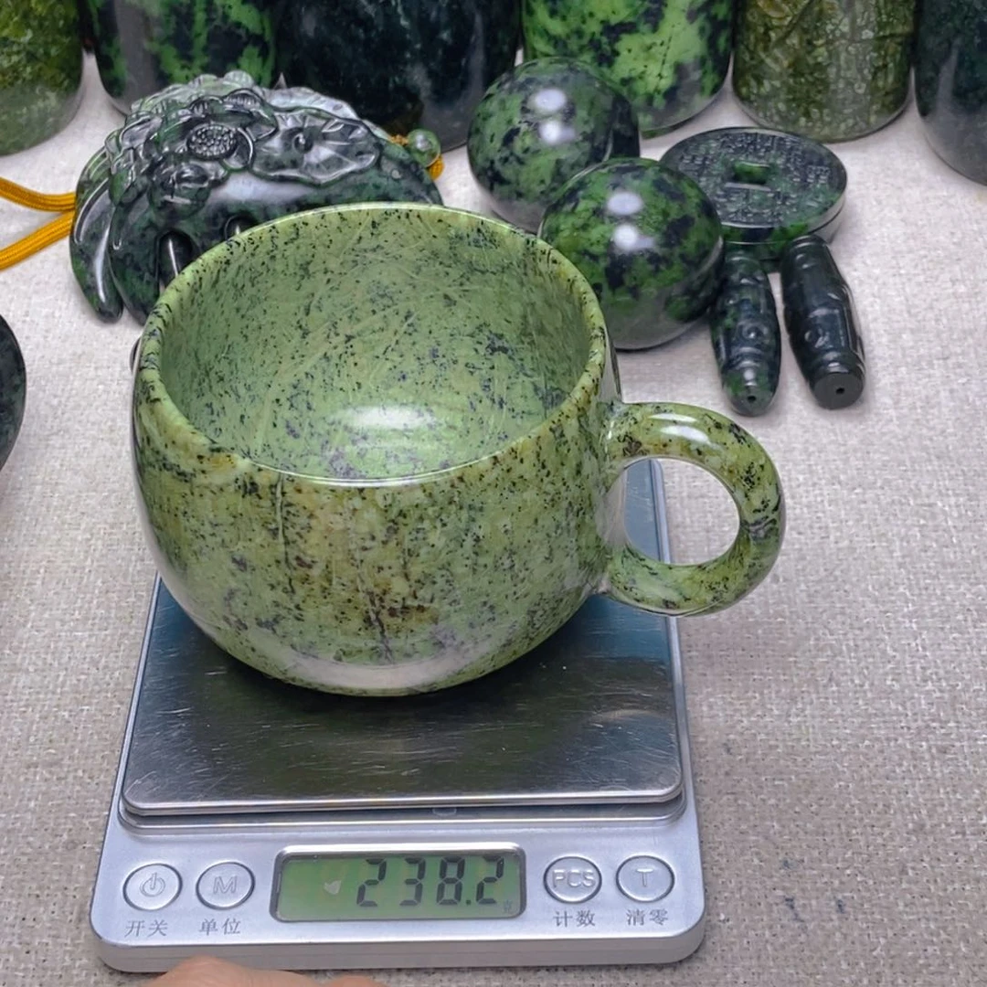 蛇纹石玉未镶嵌咖啡杯糯*