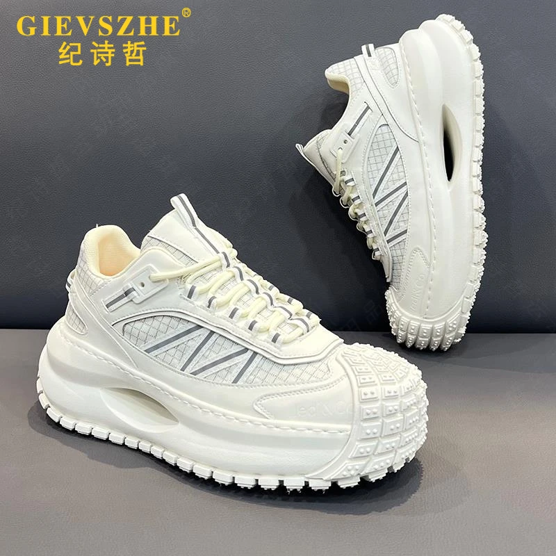 纪诗哲网面鞋男款透气百搭休闲男鞋夏季新款一脚蹬厚底增高老爹鞋