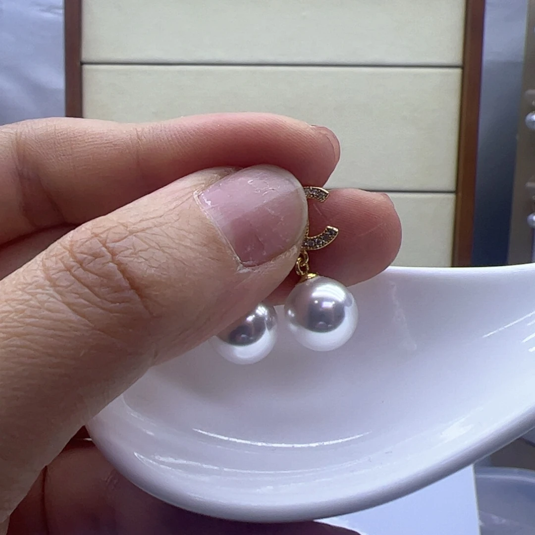淡水珍珠耳饰银S925镶嵌