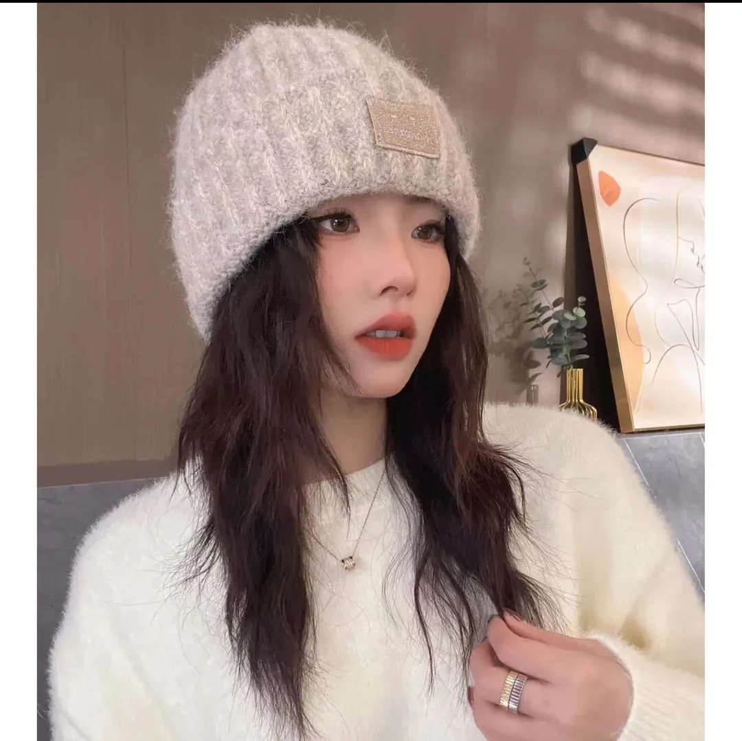 羚雪帽子女秋冬毛线针织帽2024新款保暖护耳韩版百搭大头围显脸小