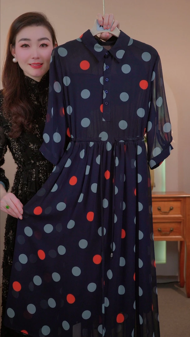 【春暖花开 】/时尚轻奢女装中袖连衣裙名媛法式收腰显瘦气质连衣裙