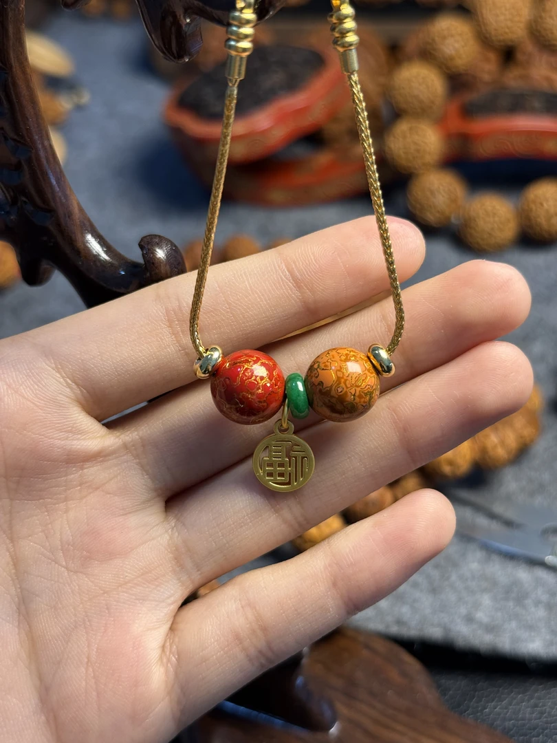 犀皮漆手链    非遗犀皮漆颈链手工制作