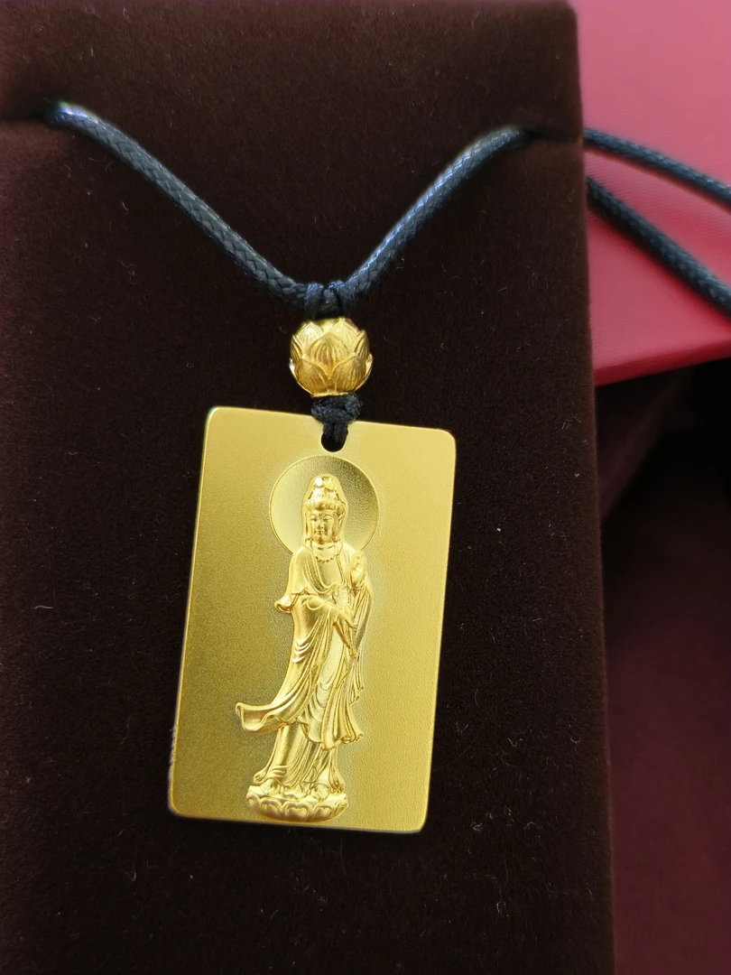老庙黄金足金古法观音吊坠