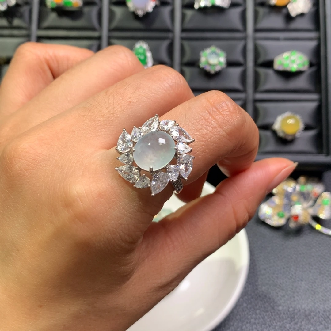 翡翠银S925镶嵌戒指