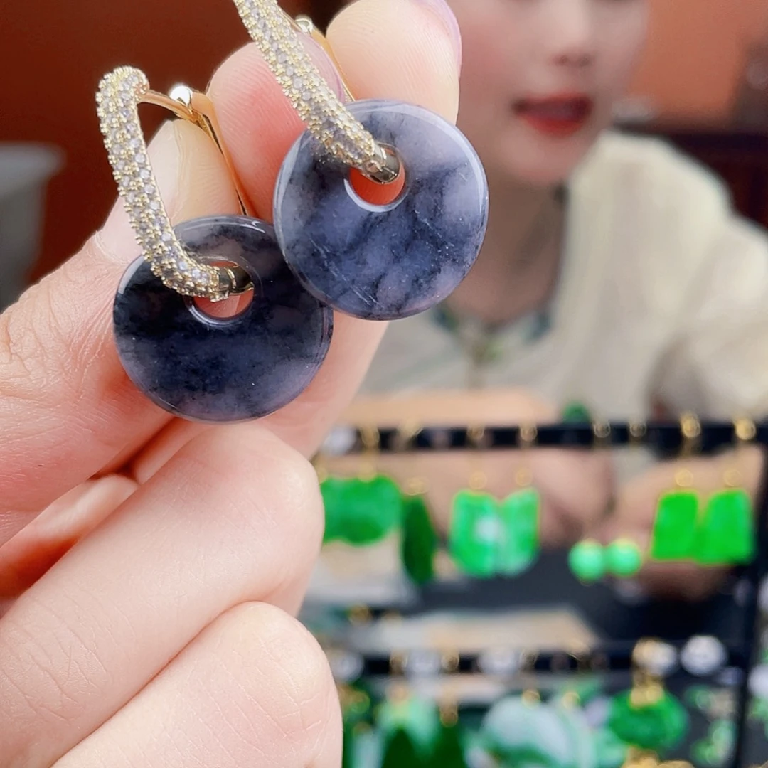 翡翠未镶嵌耳饰饰品