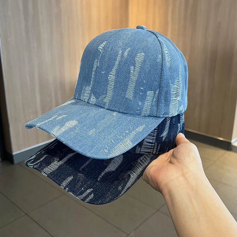 culv复古做旧硬顶棒球帽女显脸小春夏季户外遮阳帽子牛仔鸭舌帽男