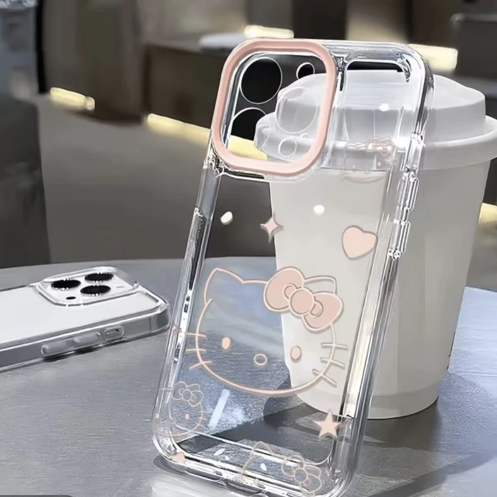 粉色凯蒂猫苹果全包透明手机壳软壳防摔华为OPPO小米VIVO