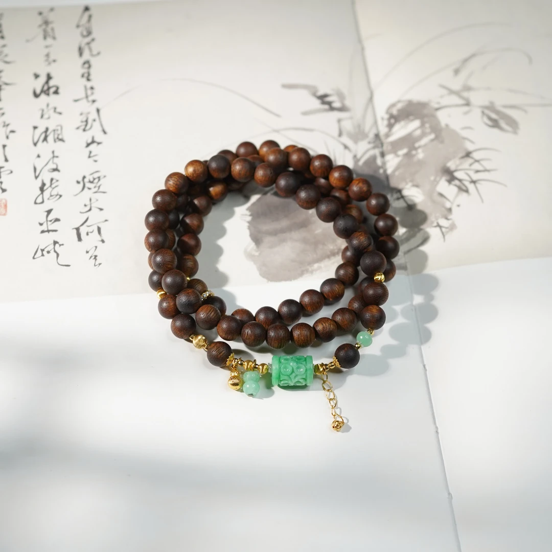 【桑稚】翡翠*手串*18k金镶嵌（备注手围）