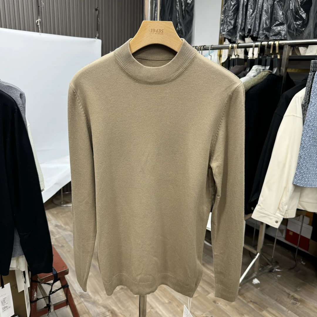 新款男士宽松简约款休闲套头百搭短款纯色套头毛衣25061
