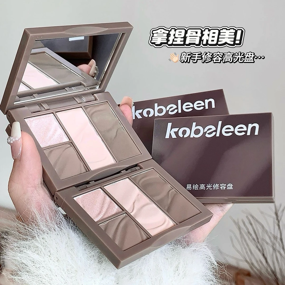 kobeleen生姜高光修容盘提亮鼻头细闪塑颜高光提亮肤色四色一体盘