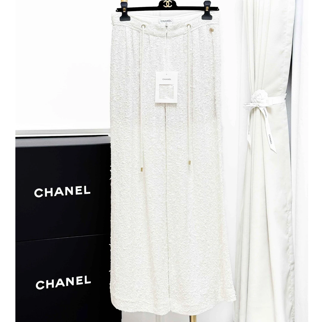 99新 Chanel/香奈儿 36码 白色 内拼藕粉色 阔腿长裤