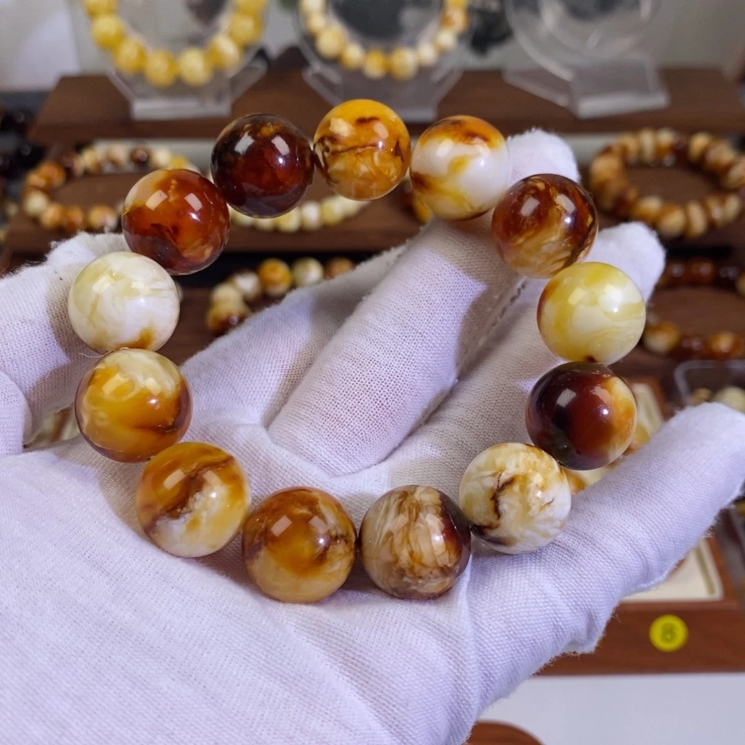 蜜蜡未镶嵌裸石天然沁色蜜蜡手串17mm左右