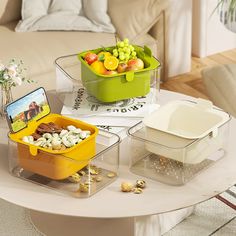 双层加厚懒人追剧沥水篮嗑瓜子零食干果水果篮客厅家用果盘沥水盘