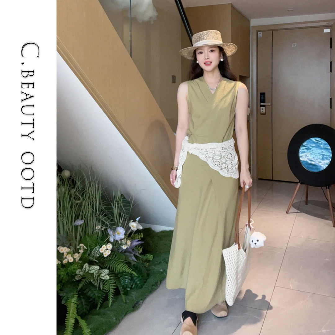 【橙子专属】夏季度假风韩系温柔绝美无袖气质穿搭女连衣裙