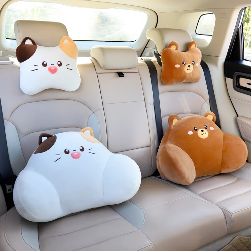 创意汽车头枕护颈枕可爱卡通车内靠枕车用主驾驶座椅枕头腰靠套装