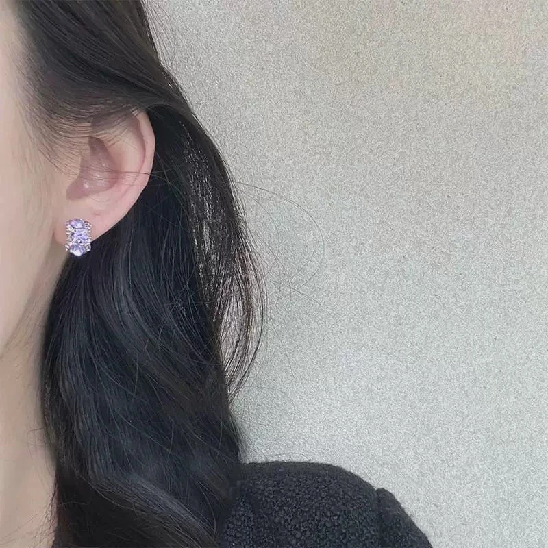 铜合金耳饰  无耳洞耳夹微醺烟花紫钻小众蚊香盘百搭网红